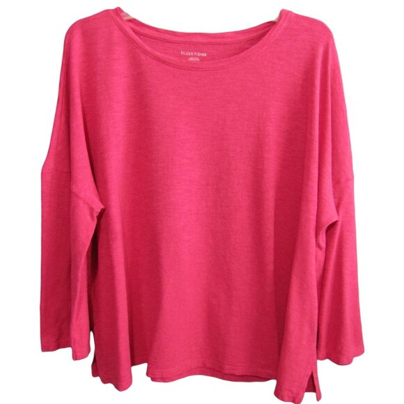 Eileen Fisher Pink Hemp Organic Cotton Pink Long Sleeve Top Size L Boxy Womens - Picture 1 of 8